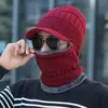 Gorro de Tricô de Inverno Transfronteiriço Masculino com Forro de Lã Chapéu de Lã Espessado com Cobertura Integrada para Pescoço Proteção para Ouvido Chapéu Quente à Prova de Frio