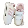 Zapatillas blancas de malla transpirable con velcro para mujer, suela gruesa, diseño de puntera de concha, ajuste cómodo, versátiles, zapatillas casuales para estudiantes