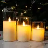 Lámpara de vela electrónica led cubierta de plástico cubierta de vidrio taza integrada buscar atmósfera romántica de boda lámpara de llama oscilante