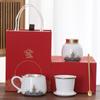 Juego de Taza de Plata Hecha a Mano Regalo Forro Filtro Separador de Té Oficina Hogar Taza de Agua de Cerámica con Tapa