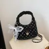 Exquisito bolso de mano de lunares estilo coreano, nuevo diseño dulce y fresco con pliegues, elegante bolso pequeño cruzado, bolso de hombro