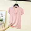 Nueva camiseta de modal de verano para mujer con cuello en V y manga corta, simple y versátil, camiseta básica adelgazante, top holgado casual de talla grande