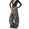 Pantalones de Trabajo Camuflaje Retro Americano para Hombres y Mujeres Tendencia Streetwear Holgados Adelgazantes Versátiles Rectos Casuales Pierna Ancha Pantalones Guadaña