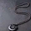 Colgante protector de doble dragón de obsidiana natural al por mayor del fabricante, amuleto "Sin Preocupaciones" de obsidiana helada, colgante de doble Pixiu de cristal de hielo