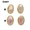 Mpr112 Oval Geométrico Rosa Blanco Concha Grande Chapado en Oro de 18 Quilates Abierto Joyería de Fiesta Anillo
