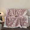 Estilo Retrô Wabi-Sabi~Manta com Franjas de Algodão e Linho Tingida na Massa, Manta Jacquard Texturizada de Verão para Lazer, Capa de Manta para Sofá de Cochilo 4