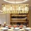 Lámpara de araña rectangular de cristal para restaurante, creativa, para bar, sala de estar, colgantes europeos para comedor, atmósfera dorada de titanio, lámparas para armario de vino