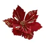 Enfeites de flor de Natal artificial transfronteiriços, flores falsas brilhantes e decorações para árvores de Natal para cenas festivas - direto do fabricante