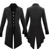 Palacio Cola de Golondrina Retro Medieval Europeo y Americano Nuevo Abrigo Vestido de Halloween Longitud Media Punk Abrigo para Hombre