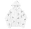 Sudadera con capucha informal suelta de estilo coreano, nueva personalidad, callejera, Harajuku, con diseño de perforaciones calientes cruzadas para mujer