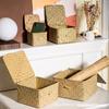 Cesta de Almacenamiento Tejida de Pasto Marino, Caja de Bambú No Mimbre, Marco de Cesta con Tapa, Cesta de Flores para Boda Estilo Occidental, Caja de Regalo 012S