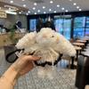 Saia de Lã com Laço de Pérola de Desenho Animado Pingente de Coelho Lop Recheado Coração de Menina Chaveiro Pingente de Bolsa