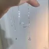Corrente para Clavícula com Pingente de Tassel de Três Corações Estilo Coreano, Exquisita Cravejada com Diamantes, Estilo de Luxo Leve, Simples e Doce Cool, Colar Versátil para Mulheres para Uso Diário