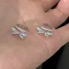 Presilhas de Orelha em Forma de Laço com Microincrustação de Zircônia Estilo Coreano, Luxo Leve, Design Exclusivo, Brincos Super Brilhantes, Acessórios Delicados para o Dia a Dia