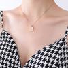 Colgante Cuadrado con Grabado Estilo Chino para Riqueza y Prosperidad, Collar Personalizado de Acero Titanio Chapado en Oro de 18K, Venta al por Mayor para Mujeres, Estilo Vintage