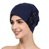 Chapéu Headwrap Colorido de Flor Rosa Transfronteiriço, Chapéu Pulôver Floral Plissado de Cor Sólida para Mulheres, Headwrap à Prova de Vento Pós-Parto, Chapéu para Maternidade