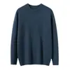 Suéter 100% caxemira pura Bai Cai Rong, masculino leve de luxo nova coleção outono/inverno, gola alta parcial tricotada, camada base casual e simples