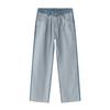 Mtlclothes Ropa para Hombre Jeans Patchwork Delantero y Trasero, Azul Lavado, Pantalones Rectos Holgados