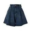 Talla Grande Forma A Cintura Alta Sueltos Shorts de Mezclilla para Mujer Cuerpo en Forma de Pera Chica Gordita Cubre Cadera Adelgazantes Pequeños Verano Pantalones Cortos Calientes Modernos