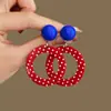 Pendientes Redondos de Color Contrastante Estilo Retro Hong Kong para Mujer, Pendientes de Moda Elegantes Estilo Vacacional, Pendientes Elegantes de Gama Alta para Mujer