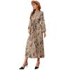 H004 Amazon Transfronterizo Caliente Vestido Largo Plisado Estampado de Mangas Largas con Tirantes