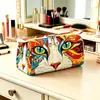 Bolsa de Maquillaje de Terciopelo Transfronteriza Nueva Temu Amazon Bolsa de Almacenamiento Portátil Estampado de Gato Viaje Doble Cremallera Almacenamiento