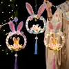 Kit de Material DIY com Vareta para Lanterna de Coelho do Festival da Primavera, Lanterna de Lótus Portátil Iluminada para Crianças