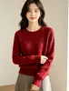 Suéter tejido de jacquard de dos colores engrosado de terciopelo Andy con cuello redondo, suéter de punto para otoño e invierno, prenda interior, capa base, cuello bajo