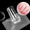 Ferramenta de Placa de Aço de Silicone para Carimbos de Unha Modelo de Impressão 2,8cm Transparente Dupla Face Silicone Francês Cabeça Esmalte em Gel Carimbo