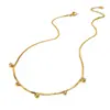Colar Corrente Cobra Plana de Aço Inoxidável com Pingente de Franja de Strass Transfronteiriço, Banhado a Ouro 18K, Joia Acessório de Luxo Leve de Alta Qualidade para Mulheres