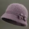 Sombrero para mujer de mediana edad y anciana otoño e invierno gorro de punto con felpa ala ancha gorro de punto para madre mayor protección contra el frío calidez sombrero de algodón
