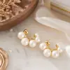 Brincos de tarracha com pérola e zircônia para mulheres, brincos com pino de prata 925, design de nicho, brincos de alta qualidade e elegantes, fornecimento de fábrica no atacado