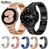 Adecuado para Samsung Active Watch 7 Fe Correa Metálica de Acero Inoxidable con Diamantes de Tres Perlas Galaxy Watch 5/6
