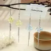 Pendientes de colgante de molinillo de viento tridimensional de colores estilo chino con cadena y borlas, alargan el rostro, delicados y únicos, etéreos y disponibles en varios colores