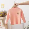 Suéteres de Primavera e Outono para Meninos e Meninas, Marca Moderna Infantil Estiloso Estilo Coreano Desenho Bordado Gola Alta Moda Malha