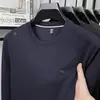 Sudadera de cuello redondo de moda de alta gama para hombre de Otoño y Primavera, Camiseta de manga larga versátil de lujo ligero, Prenda interior