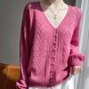 Cardigan de Punto con Cuello en V, Mezcla de Seda de Morera y Cachemir, Nuevo para Primavera y Verano 2025, Calado de Ganchillo, Top Suave tipo Cera