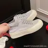 Tênis de lona perolado com sola grossa, modelo de outono, respirável, mules slip-on versáteis, tênis brancos