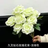 Ramo de rosas artificiales de nueve puntas para decoración del hogar en la sala de estar, arreglo de flores artificiales para bodas y celebraciones, rosas rojas, admite envío directo