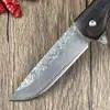 Cuchillo Plegable para Exteriores de Acero de Damasco Transfronterizo Cuchillo Plegable para Acampar Multiusos Portátil Acero Inoxidable de Alta Dureza Cuchillo para Frutas
