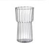 Taza de agua de vidrio con patrón vertical, ajustada a la cintura, de borosilicato transparente de una sola capa, taza de café con rayas para el hogar, taza de leche para el desayuno
