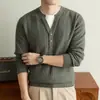 Suéter de Lana Cálido Grueso de Moda Informal de Invierno para Hombre, Tejido Falso de Dos Piezas