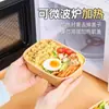 Tazón de Papel Kraft Engrosado e Impermeable, Caja Rectangular Desechable para Llevar, Caja para Comida Rápida, Tazón Redondo para Ensalada, Tazón para Comida Ligera