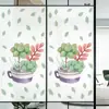 Pegatina para Puerta Corredera de Cocina con Acuarela de Suculentas, Vidrio Esmerilado para Privacidad, Ventana Anti-Miradas Indiscretas, Pegatina Fresca, Transparente a la Luz pero No Permite Ver a Través