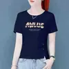 Comercio Electrónico Transfronterizo Descuento Ropa de Mamá Tallas Grandes Marca Camiseta de Manga Corta para Mujer Holgada Dibujos Animados Elegante Versátil Manga Media Verano
