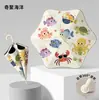 Venta al por mayor directa de fábrica, Paraguas de dibujos animados para niños, Unisex, Redondeados antipinchazos, Sombrilla para jardín de infantes, Mango largo