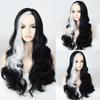 Peluca Blanca y Negra para Cosplay de Cruella, Cabello Corto Rizado Estilo Europeo y Americano, Stock Listo de Fábrica, Cabello Corto Estilo Europeo y Americano