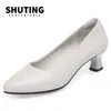 Zapatos Planos Cómodos y No Cansan Pies Zapatos Individuales Negros de Tacón Medio Tacón Grueso Tacón Bajo Zapatos de Piel Zapatos de Trabajo Herramienta de Trabajo Profesional para Mujer