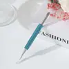 Pluma Taladro de Acero Inoxidable Incrustado de Diamantes con Punta de Acero Biselada, Palo de Madera de Naranja, Herramienta Removedora de Esmalte de Uñas, Tenedor para Cutícula, Empujador de Cutícula, Bolígrafo de Pegamento