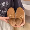 Birkenstocks Retrô Feminino 2026 Outono Nova Chegada Sapatos Slip-on Preguiçosos Para Usar com Saias Leves Versáteis Meias-Chinelos Fechados